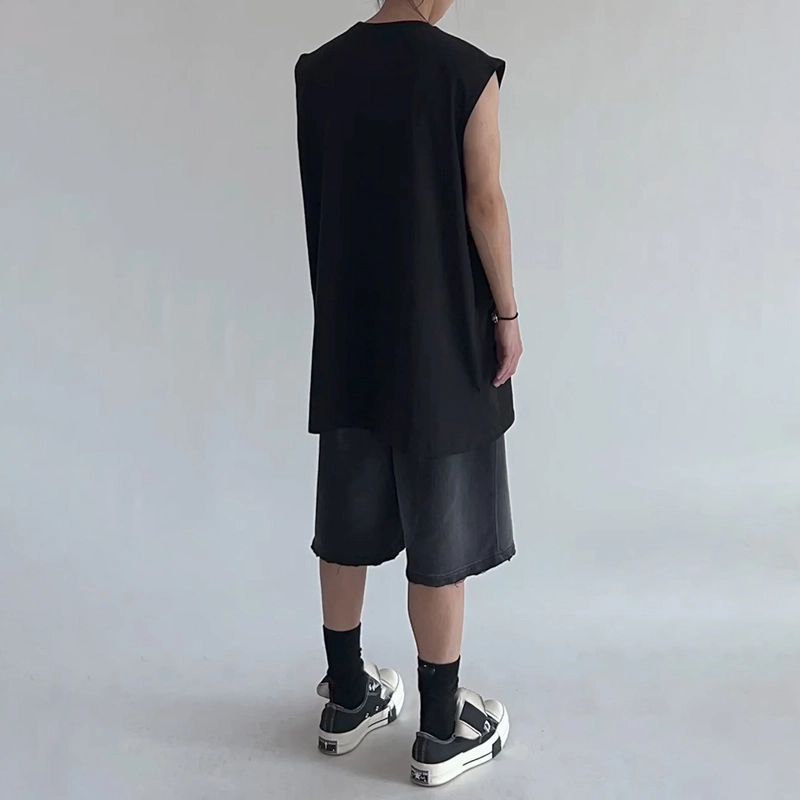 乱步 重磅美式街头基础款印花坎肩背心 男女同款