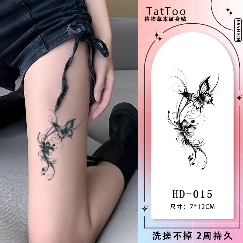轻迎  性感黑化蝴蝶网红款锁骨手臂草本果汁纹身贴半永久防水持久不反光