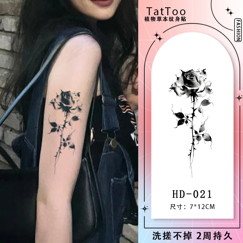 轻迎  草本果汁贴玫瑰花鲜花纹身半永久花朵花臂手臂防水持久纹身贴纸