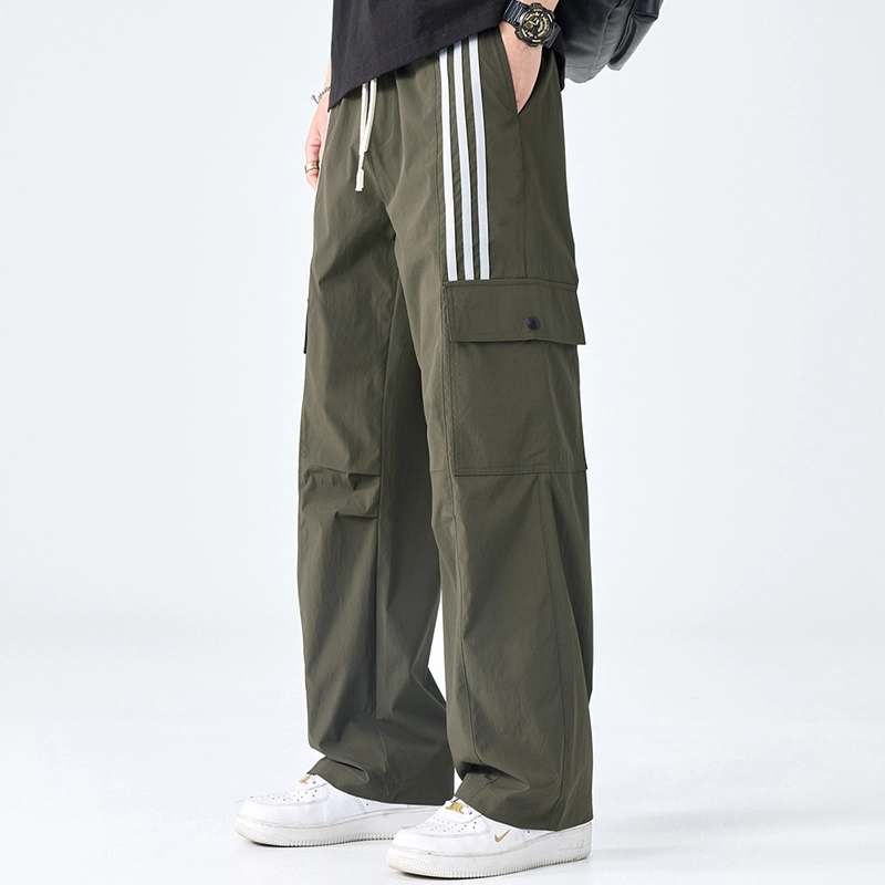 帝狼牛 美式褶皱纯色透气舒适街头阔腿速干直筒时尚休闲裤 男女同款