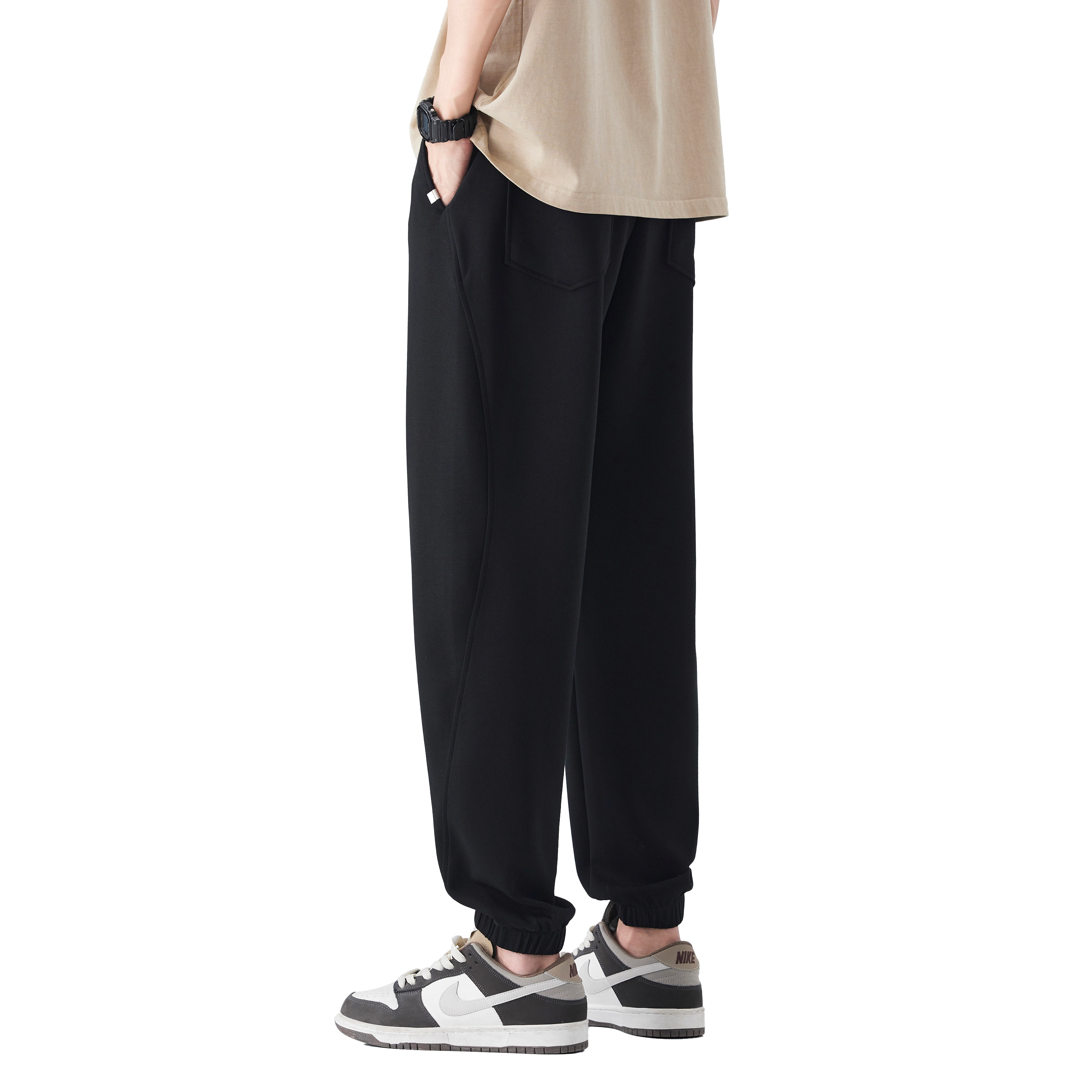 帝狼牛 纯色简约舒适潮流时尚运动百搭通勤束脚休闲裤 男女同款