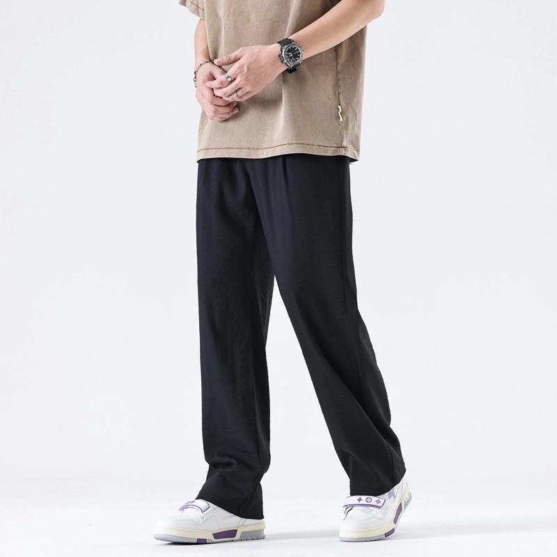 帝狼牛 美式高街阔腿薄款透气长裤高级感简约弹力宽松慵懒风拖地休闲裤 男女同款