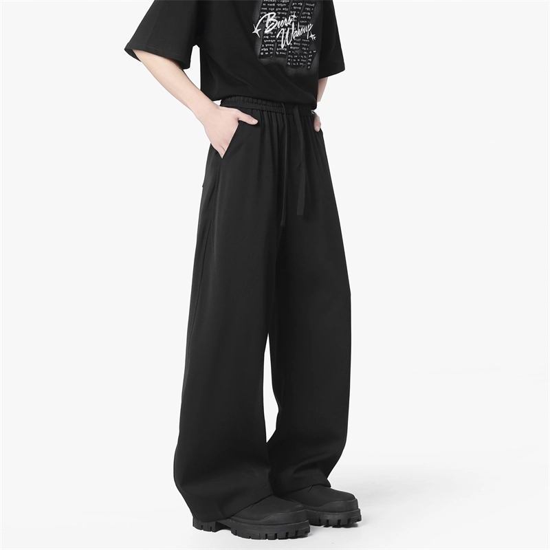 帝狼牛 美式百搭弯刀小西裤宽松松紧腰拖地裤潮流休闲裤 男女同款