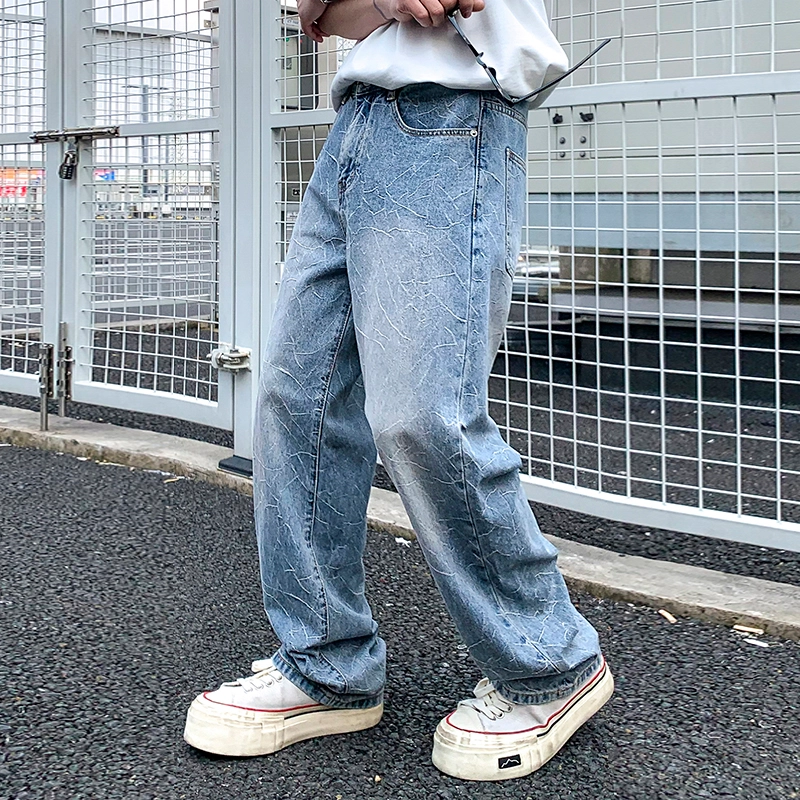 帝狼牛 美式潮牌复古舒适提花高级感百搭直筒休闲牛仔裤 男女同款