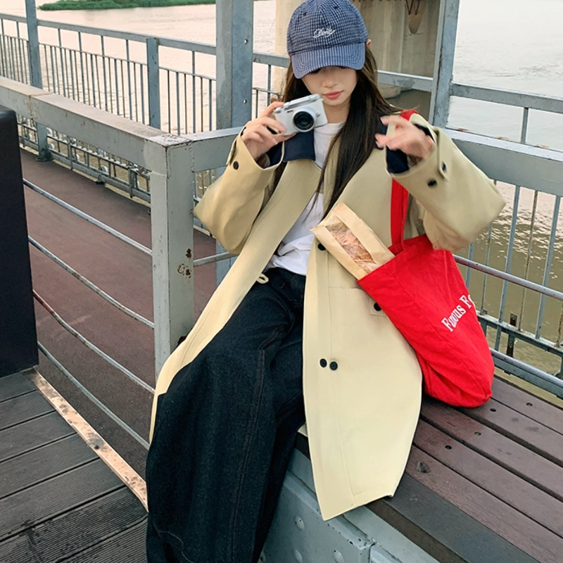 棉基因 潮流撞色拼接加棉加厚夹克外套高级感气质时尚百搭小个子宽松舒适柔软休闲上衣风衣 女款