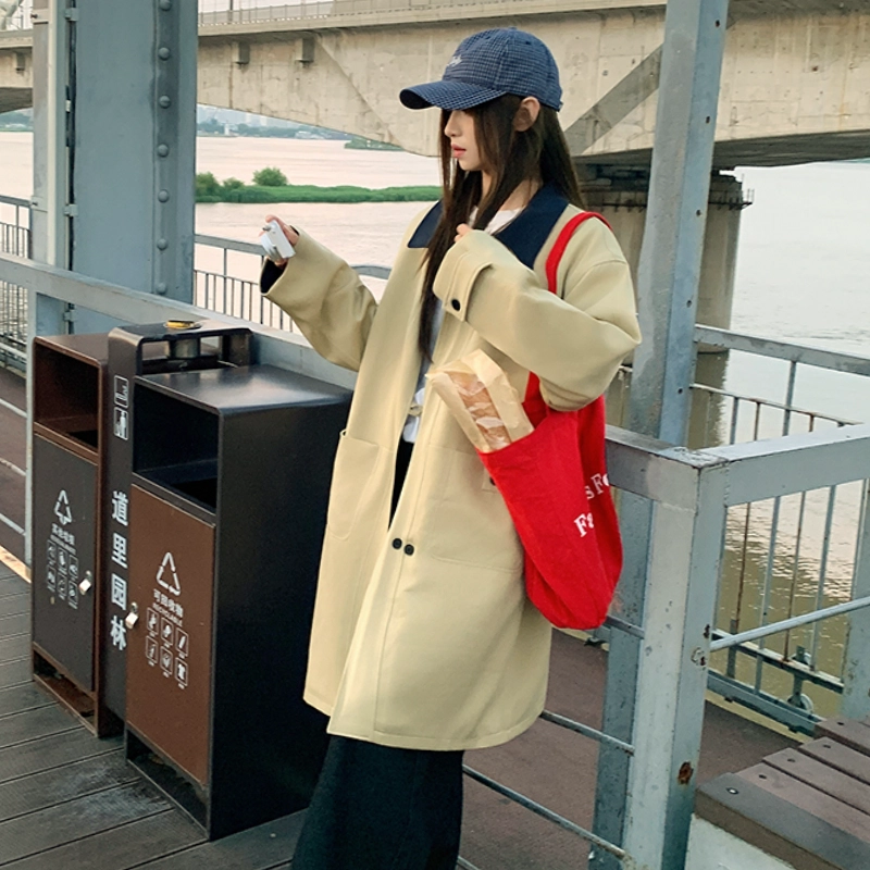 棉基因 潮流撞色拼接加棉加厚夹克外套高级感气质时尚百搭小个子宽松舒适柔软休闲上衣风衣 女款