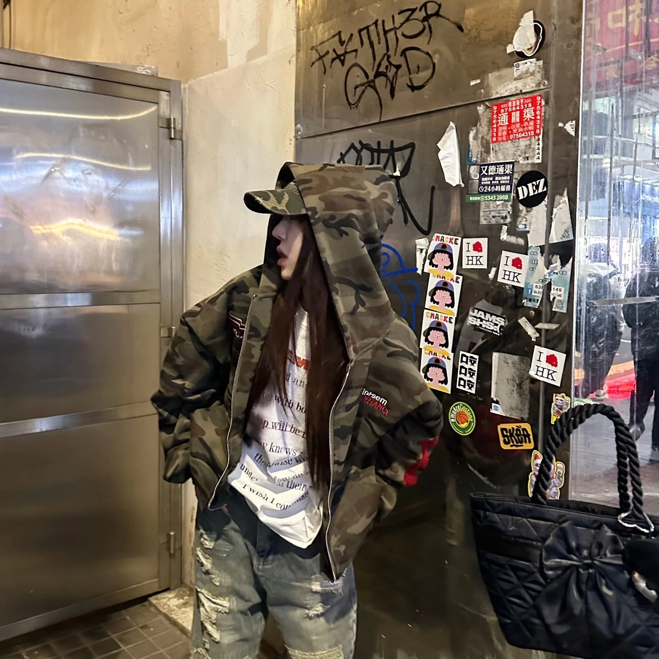 寻星记 美式复古刺绣连帽开衫时尚百搭舒适外套上衣 男女同款
