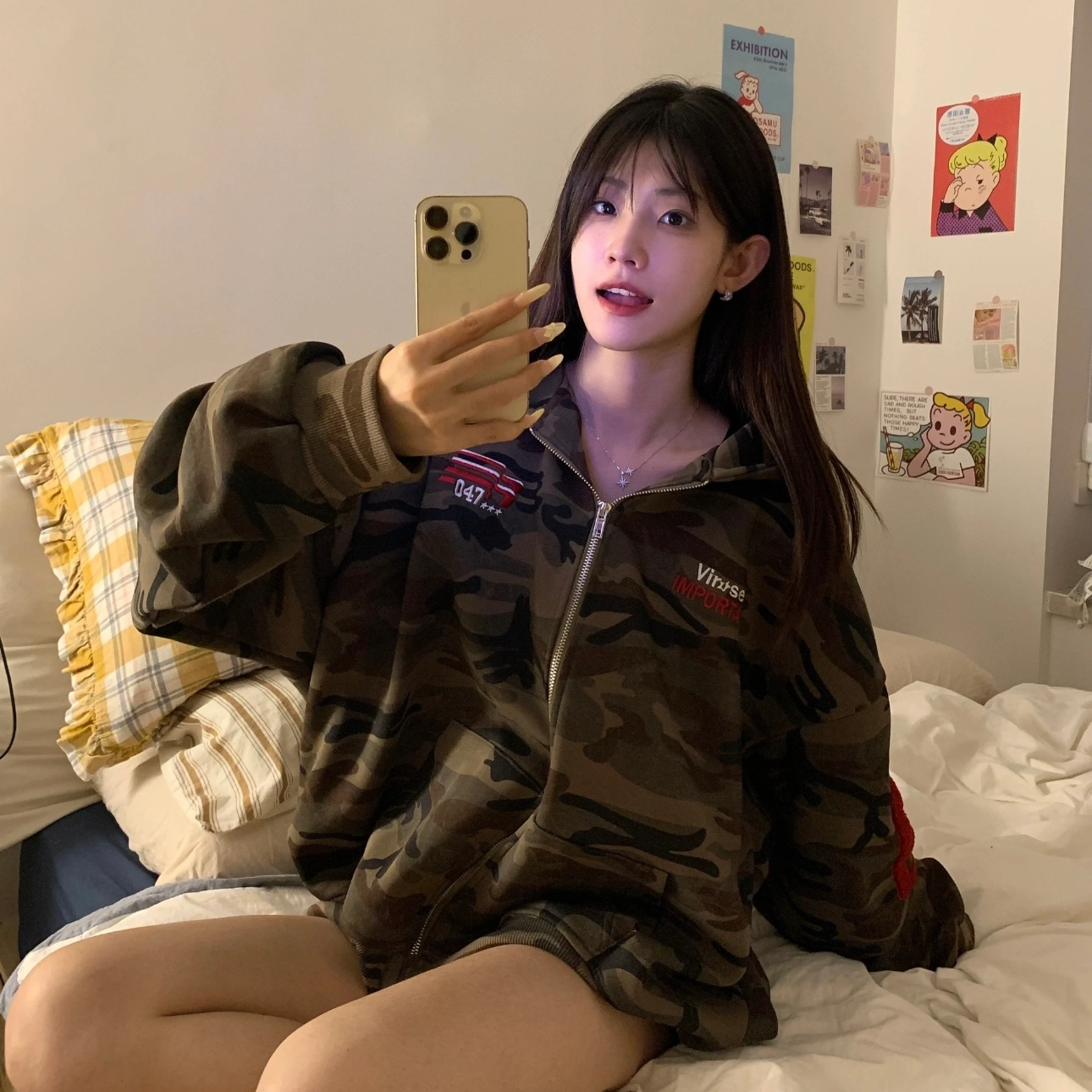 寻星记 美式复古刺绣连帽开衫时尚百搭舒适外套上衣 男女同款