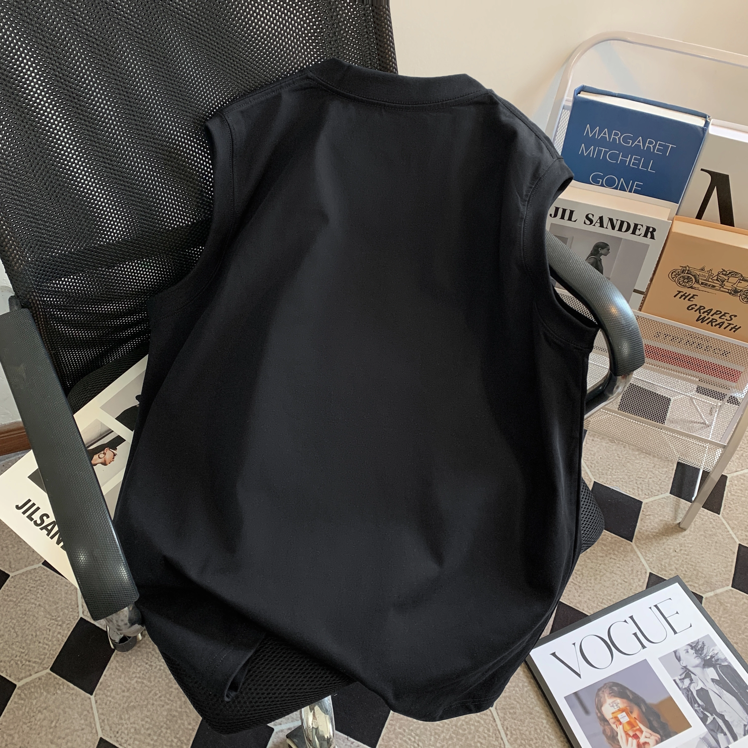 诗丹帝国 美式复古高街潮流潮牌重磅宽松运动透气纯棉上衣浅色系随性淡人盐系穿搭情侣背心 男女同款