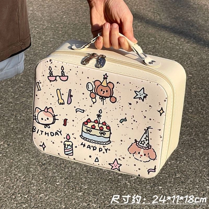 轻迎 带镜子可爱化妆箱收纳箱手提箱大容量便携防水旅行宿舍化妆包