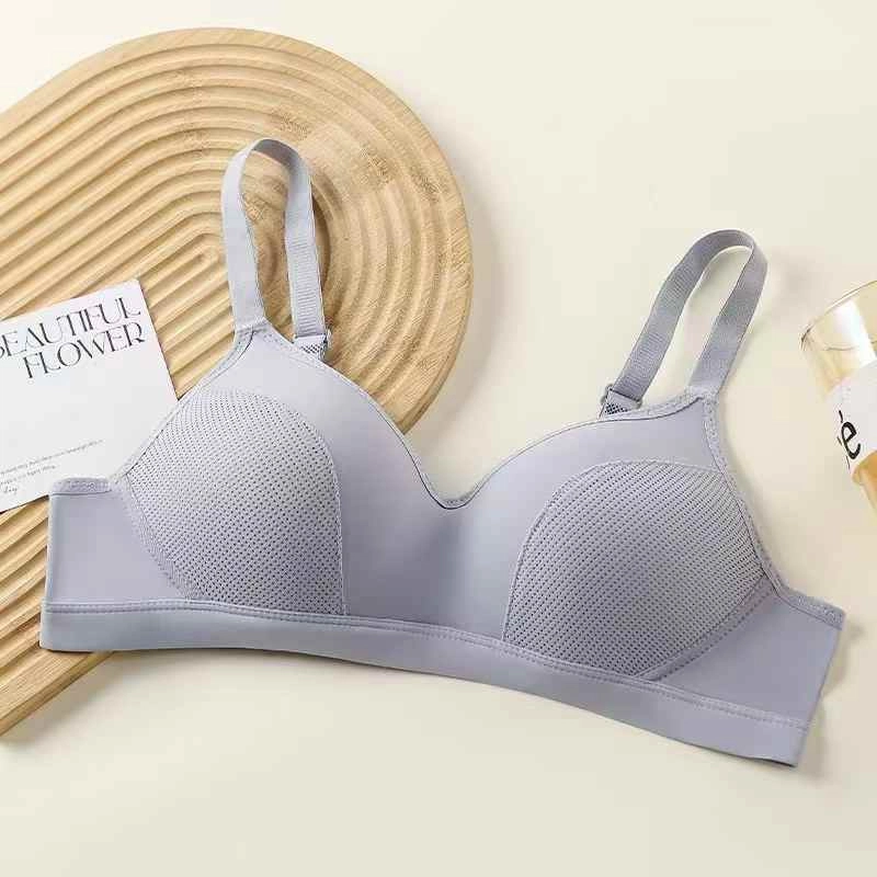 黛尔佳人 薄款透气乳胶棉内衣女大胸显小聚拢无钢圈上托防下垂文胸 女款