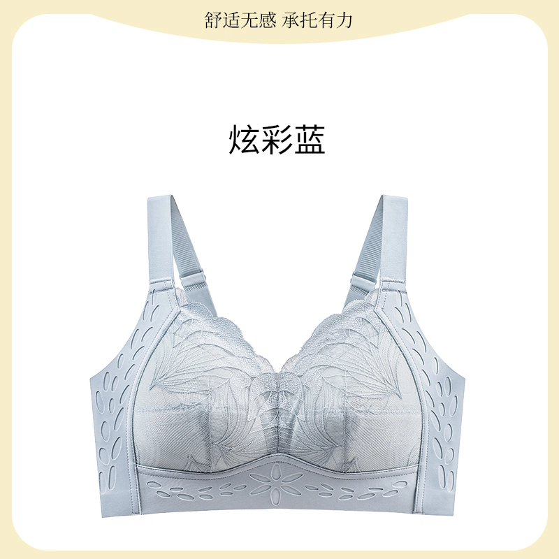 黛尔佳人 大胸显小聚拢超薄透气聚拢上托胸罩收副乳无痕蕾丝防下垂内衣文胸 女款