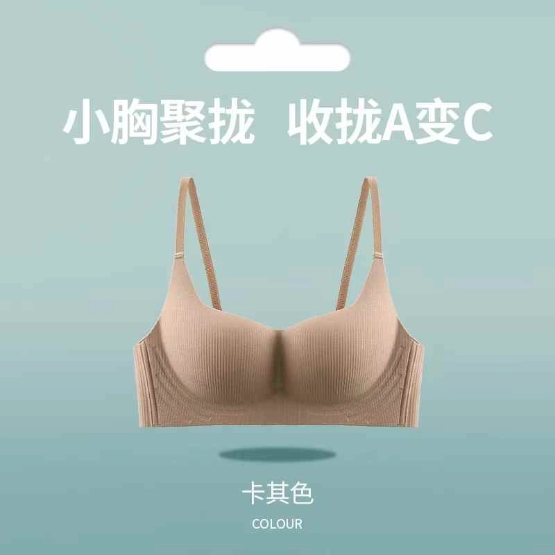 黛尔佳人 内衣女小胸聚拢显大无痕无钢圈收副乳软支撑上托防下垂胸罩文胸 女款