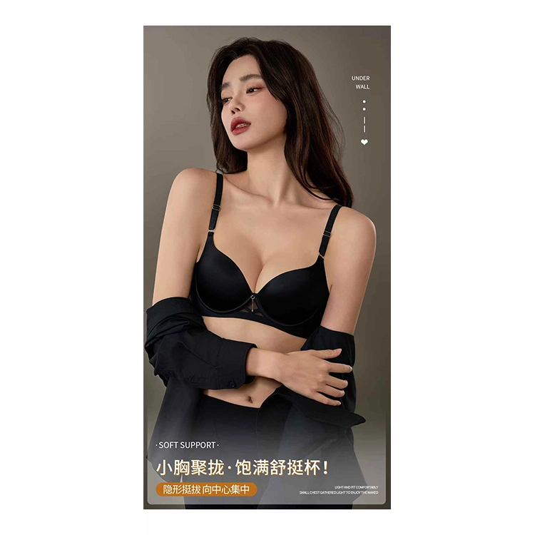 黛尔佳人 法式上托高奢缎面无痕聚拢舒适调整型胸罩透气小胸夏季文胸 女款