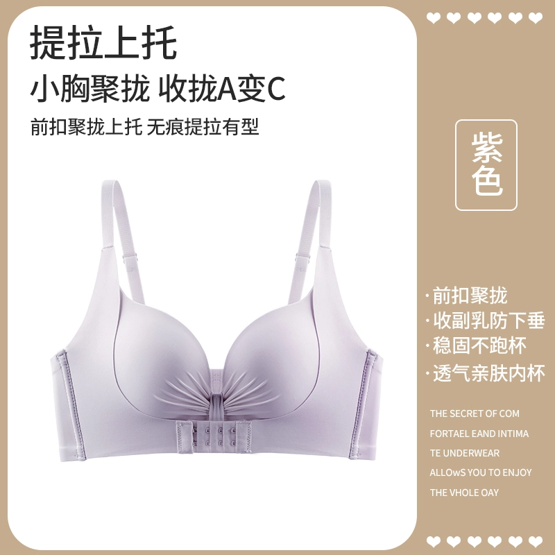 黛尔佳人 内衣女小胸聚拢显大前扣提拉收副乳防下垂无痕胸罩文胸 女款