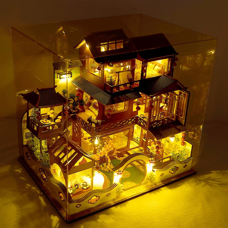 一合鸽 手工小屋别墅古风建筑创意 拼装模型
