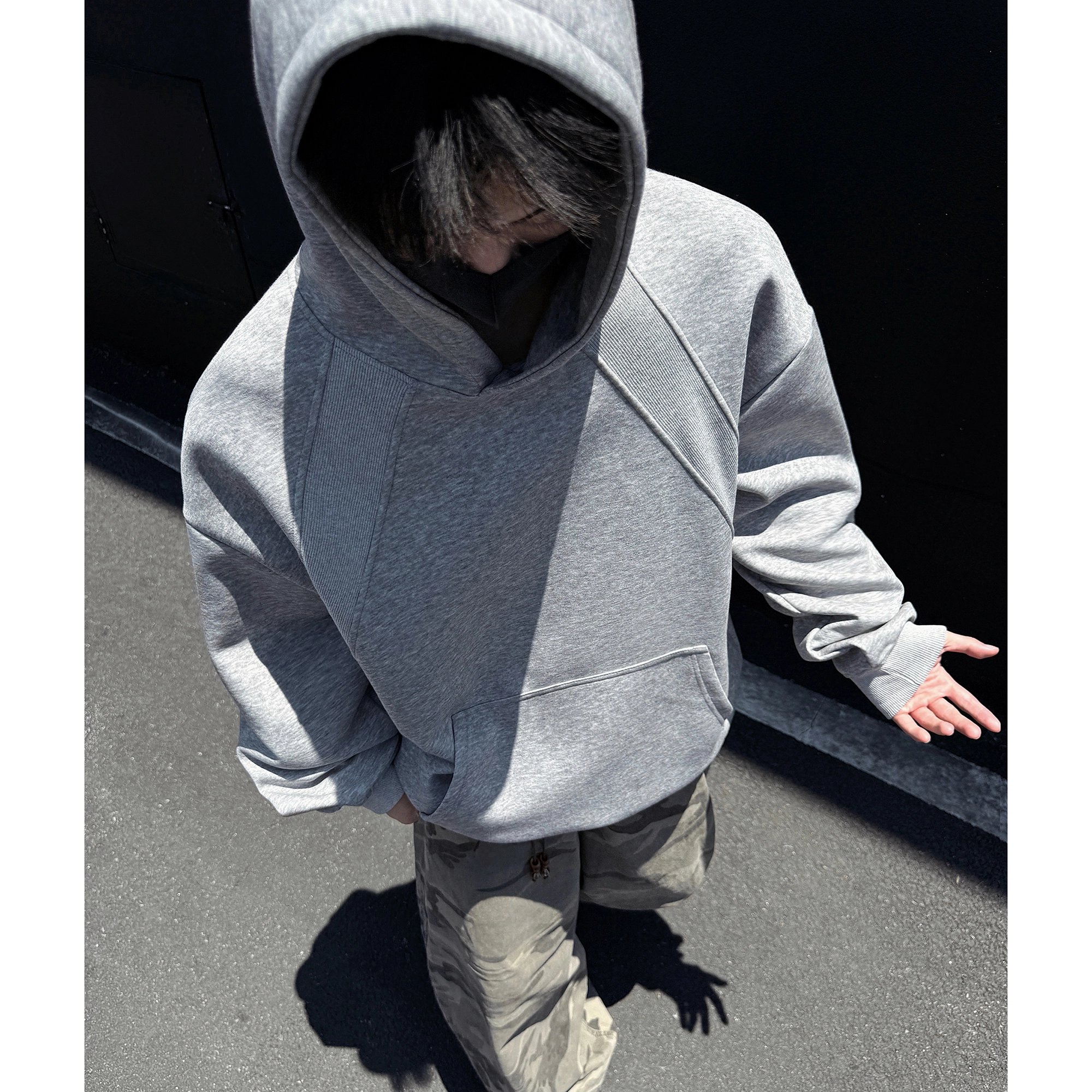 孜讯 秋季美式复古解构拼接设计感潮牌运动外套百搭宽松时尚舒适日常通勤休闲卫衣 男女同款