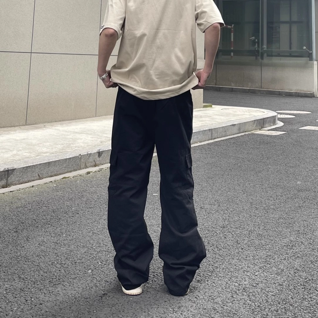 拓菲 痞帅复古多口袋工装裤夏季宽松直筒褶皱阔腿休闲长裤 男女同款