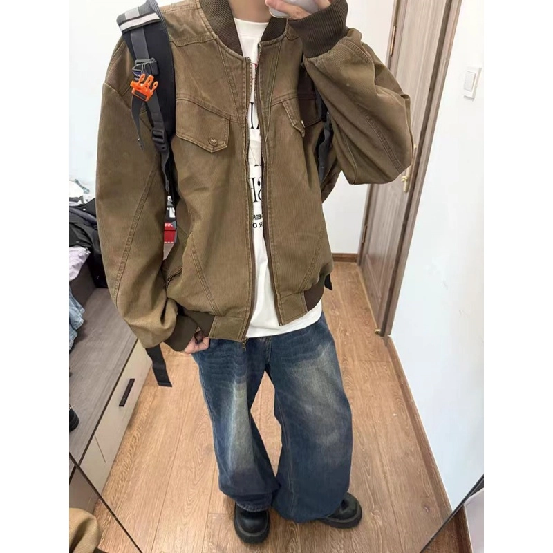 拓菲  美式痞帅休闲潮流复古水洗做旧工装长袖夹克外套 男女同款