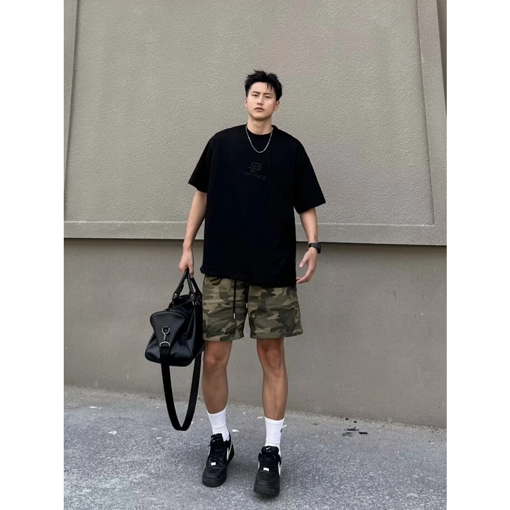 拓菲 美式复古迷彩速干潮牌三分裤痞帅休闲潮流外穿工装短裤 男女同款