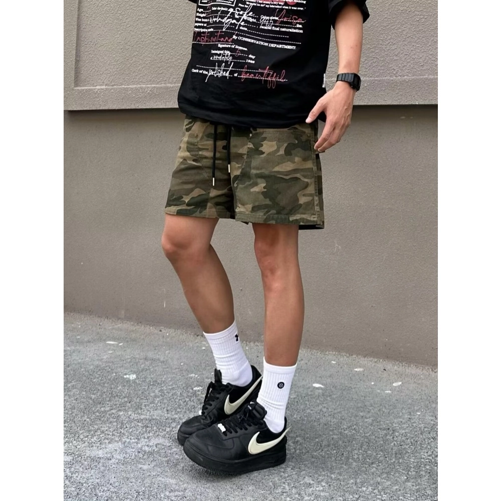 拓菲 美式复古迷彩速干潮牌三分裤痞帅休闲潮流外穿工装短裤 男女同款