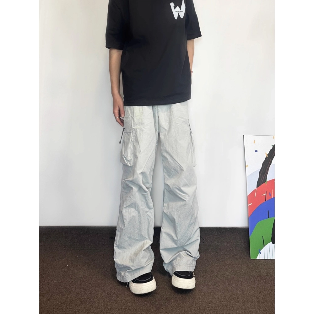 拓菲 伞兵工装薄款褶皱休闲裤速干裤宽松直筒运动长裤 男女同款