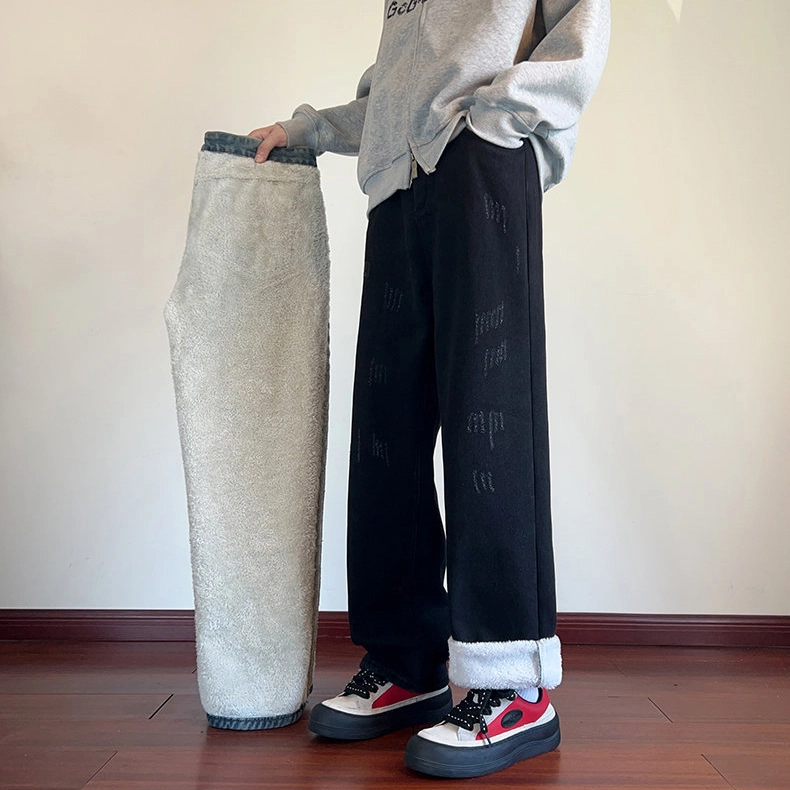 拓菲 复古男秋季款宽松直筒垂感休闲裤子男士水洗美式阔腿长裤牛仔裤 男女同款