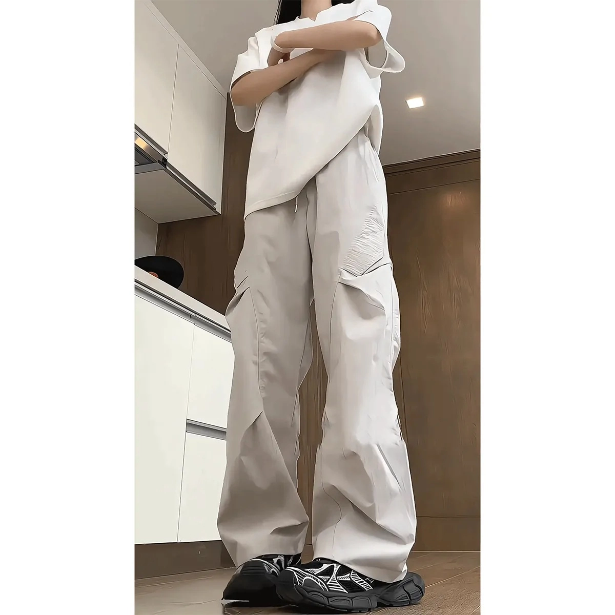 拓菲 山系户外速干百搭小方格工装休闲裤捏褶运动长裤 男女同款