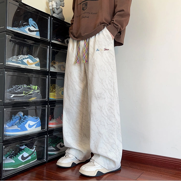 拓菲 美式灯芯绒裤子男款秋季潮牌扎染卫裤小众设计感彩色抽绳休闲裤 男女同款