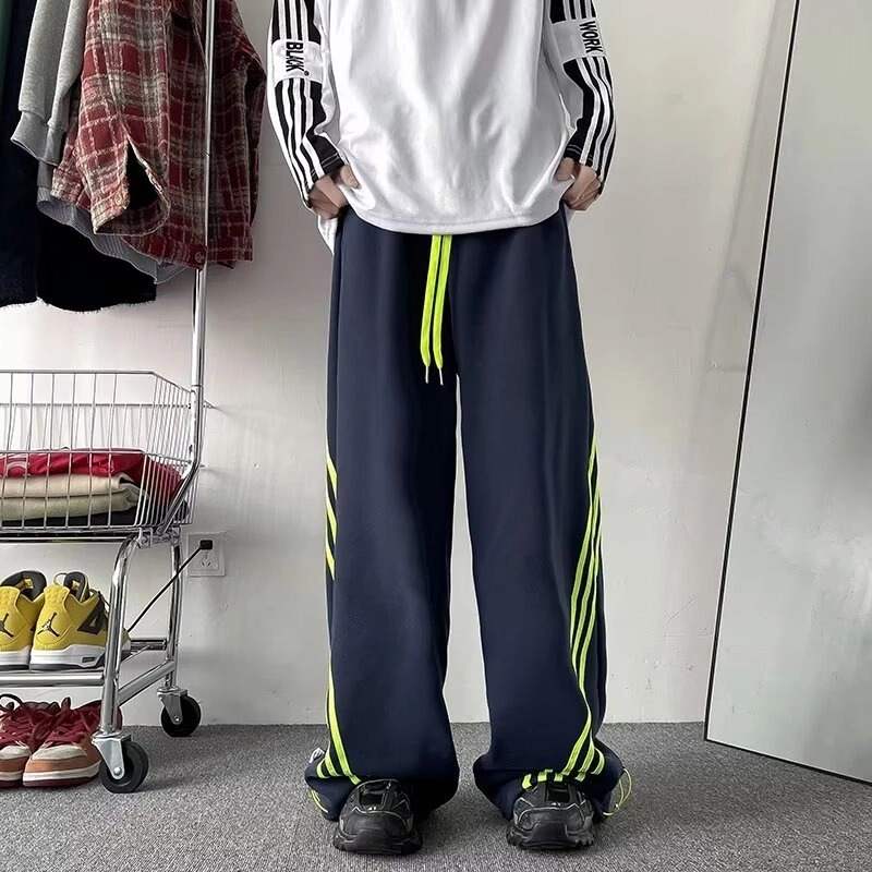 拓菲 美式高街时尚复古设计感三条杠卫裤街头风运动宽松百搭休闲裤潮流长裤 男女同款