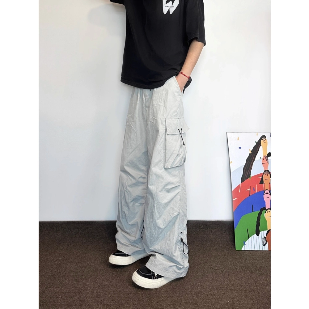 拓菲 伞兵工装薄款褶皱休闲裤速干裤宽松直筒运动长裤 男女同款