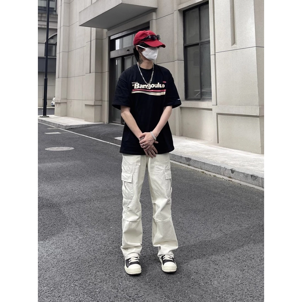 拓菲 机能伞兵工装裤子夏季阔腿裤直筒拖地休闲长裤 男女同款