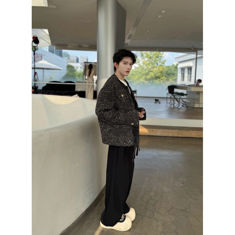 拓菲 法式轻奢小香风外套男模穿搭春秋短款垫肩老钱风美式复古上衣夹克 男女同款