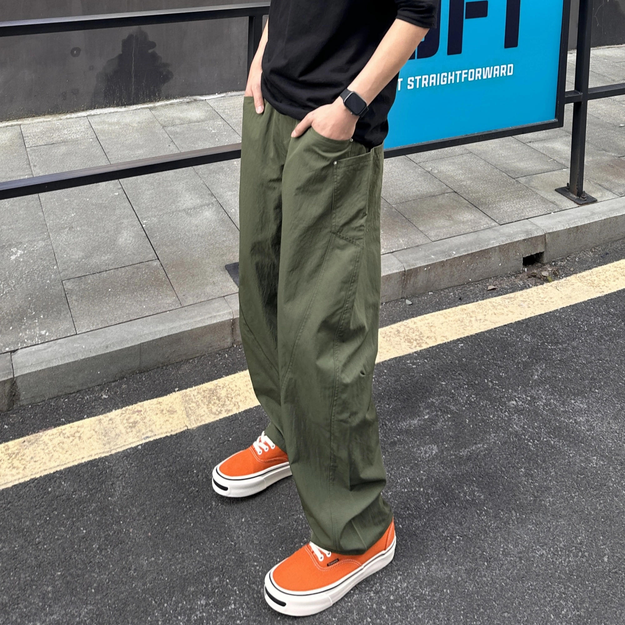 拓菲 弯刀速干伞兵长裤宽松阔腿冰丝裤子美式直筒工装休闲裤 男女同款