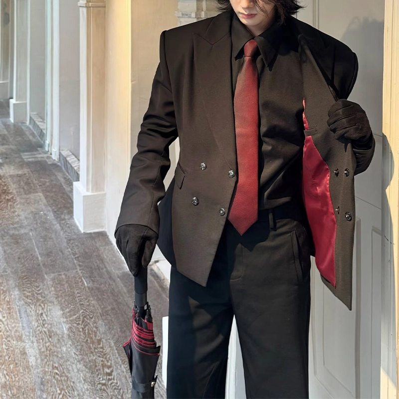 拓菲 美式酷帅穿搭高级感夹克外套男春秋季结婚礼服西服潮西装 男女同款