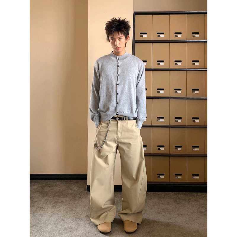 拓菲 半高领开衫短款合身秋冬老钱外套男外搭针织衫 男女同款
