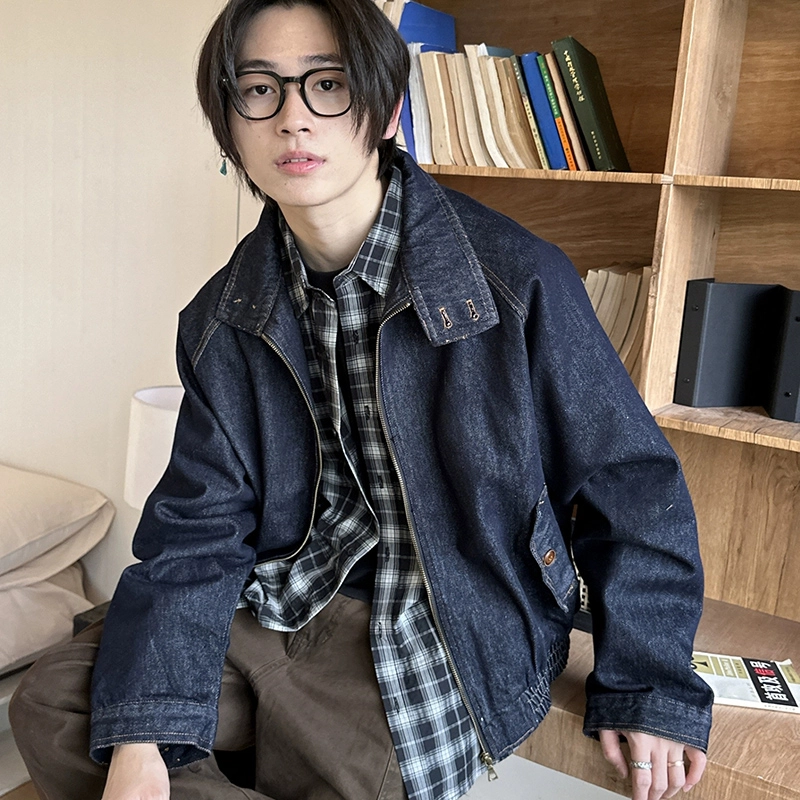 拓菲 美式复古翻领牛仔外套男潮牌秋冬宽松百搭短款情侣街头休闲夹克 男女同款