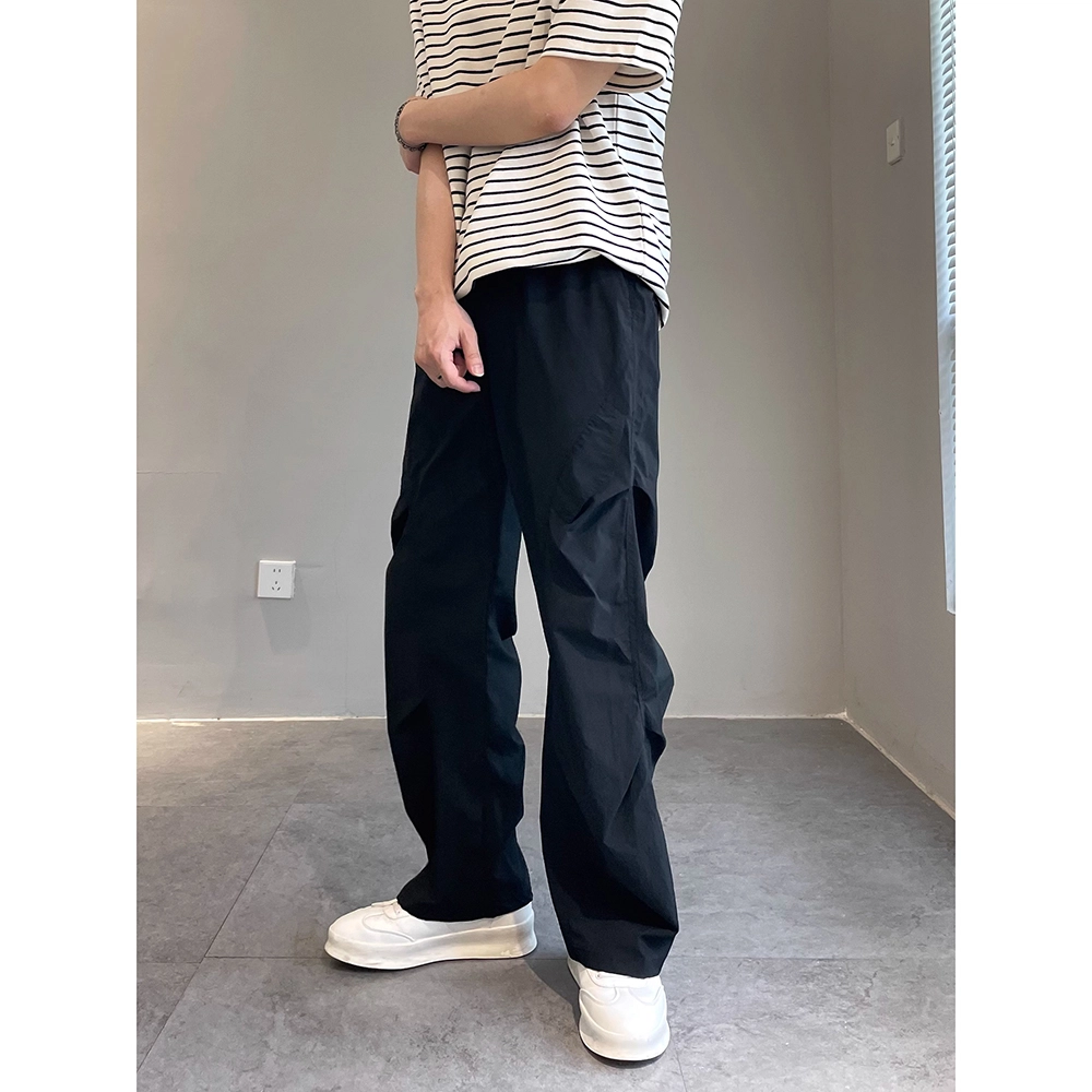 拓菲 美式高街时尚简约冰丝速干工装夏季薄款褶皱宽松伞兵休闲裤 男女同款