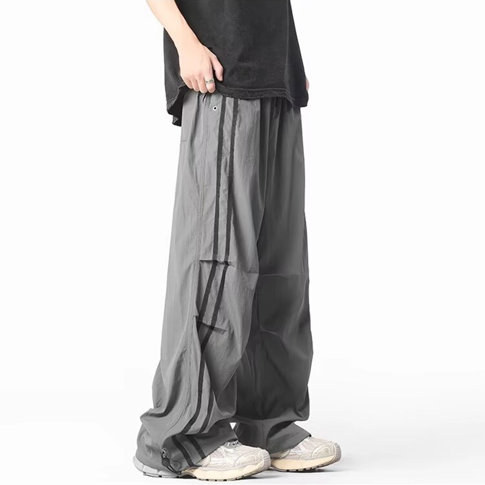 拓菲 美式机能夏季两道杠条纹撞色工装裤子小众压褶伞兵休闲裤 男女同款