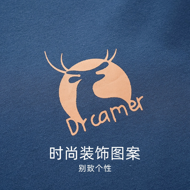 芬腾可安 休闲简约舒适亲肤圆领短袖长裤可外穿睡衣套装 男款 图片色
