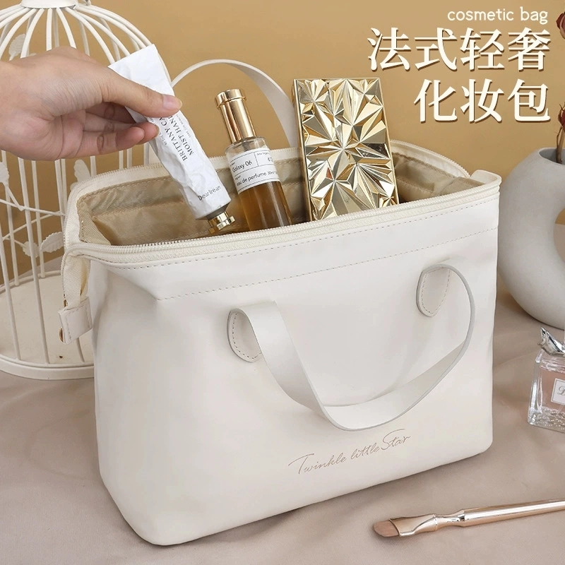 艾情草之恋新款法式轻奢手提化妆包旅行便携高颜值大容量收纳袋收纳包 多层防尘防摔防水防泼水