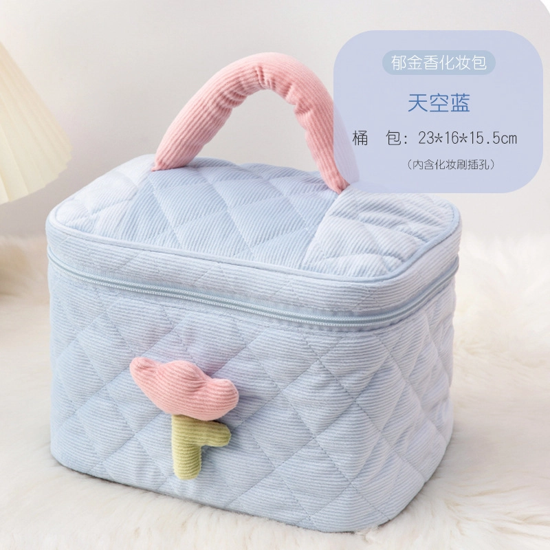 未来枫情 超大灯芯绒高颜值化妆包 可收纳 清新甜美