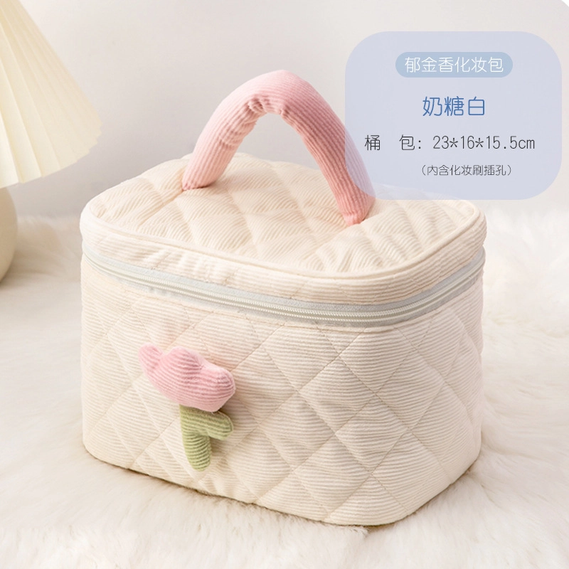 未来枫情 超大灯芯绒高颜值化妆包 可收纳 清新甜美