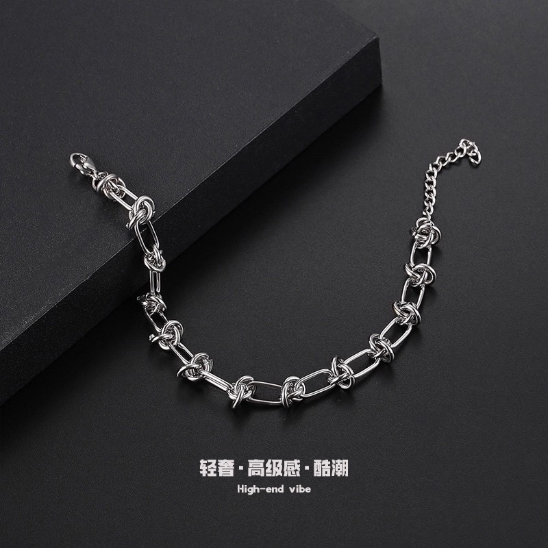 极昼 荆棘守护简约小众纯色配饰个性嘻哈冷淡风高级感气质时尚百搭潮流欧美风创意设计日常休闲通勤 钛钢 手链 男女同款情侣款