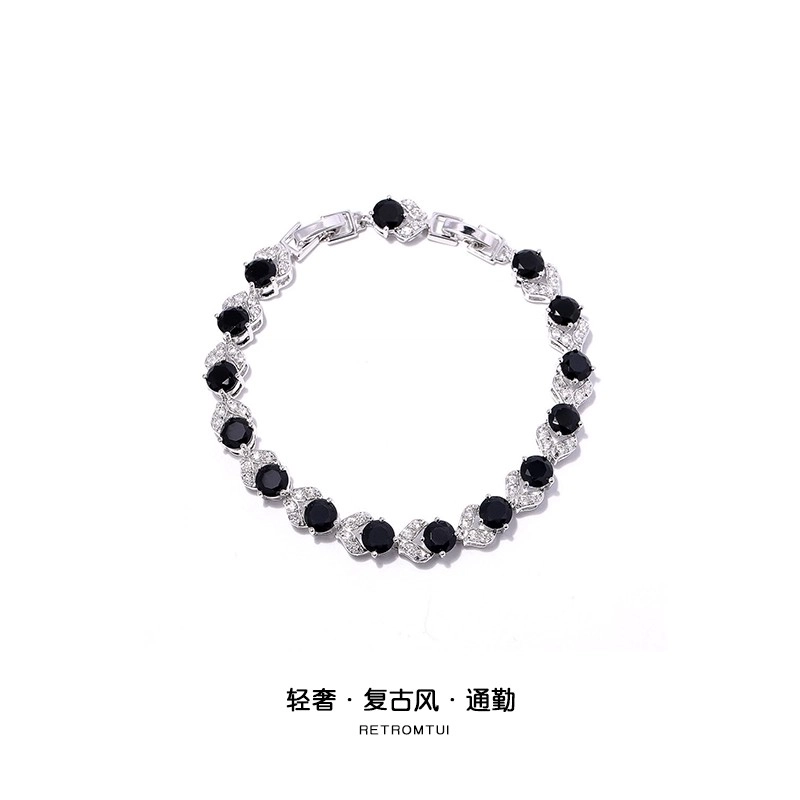 极昼 超闪花蕾微镶锆石圆形花朵轻奢时尚复古设计小众个性创意高级感潮流街头痞帅日常休闲通勤百搭 合金 手链 男女同款情侣款
