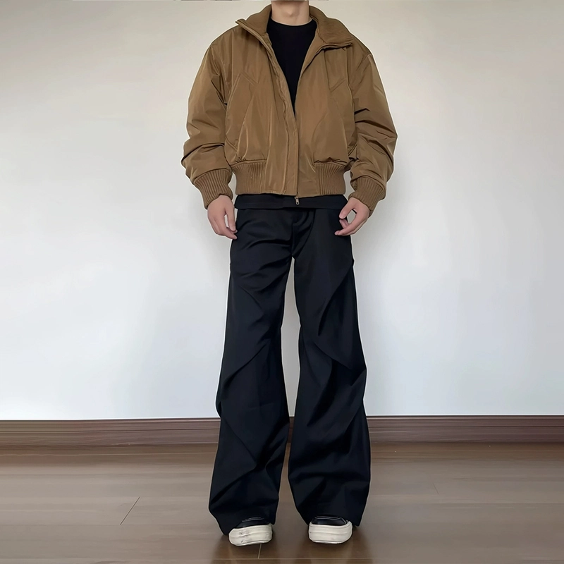 臣目 褶皱阔腿西裤美式垂感痞帅高级感裤子宽松直筒微喇裤西装裤 男女同款