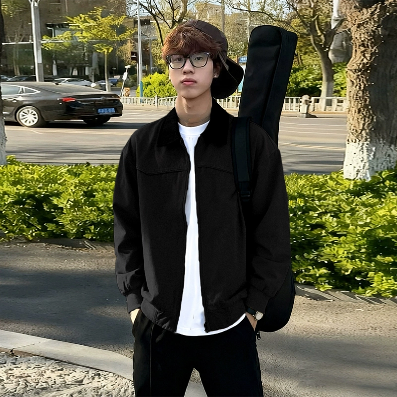 臣目 秋季巴恩风外套美式水洗帆布翻领棒球服底特律工装夹克 男女同款