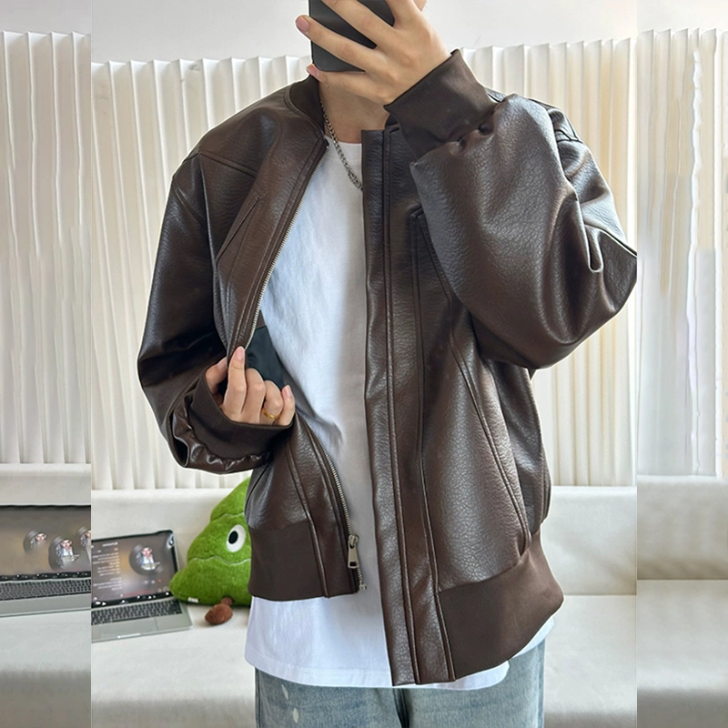 臣目 美式复古皮衣解构高级感痞帅机车服短款飞行员夹克外套 男女同款