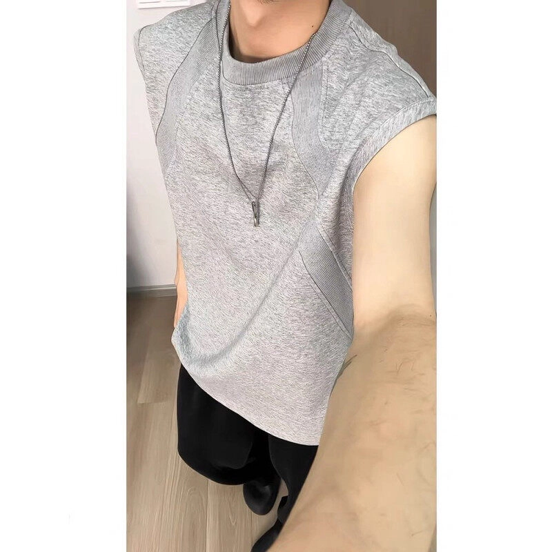 臣目 坎肩圆领纯色舒适百搭休闲无袖背心 男款