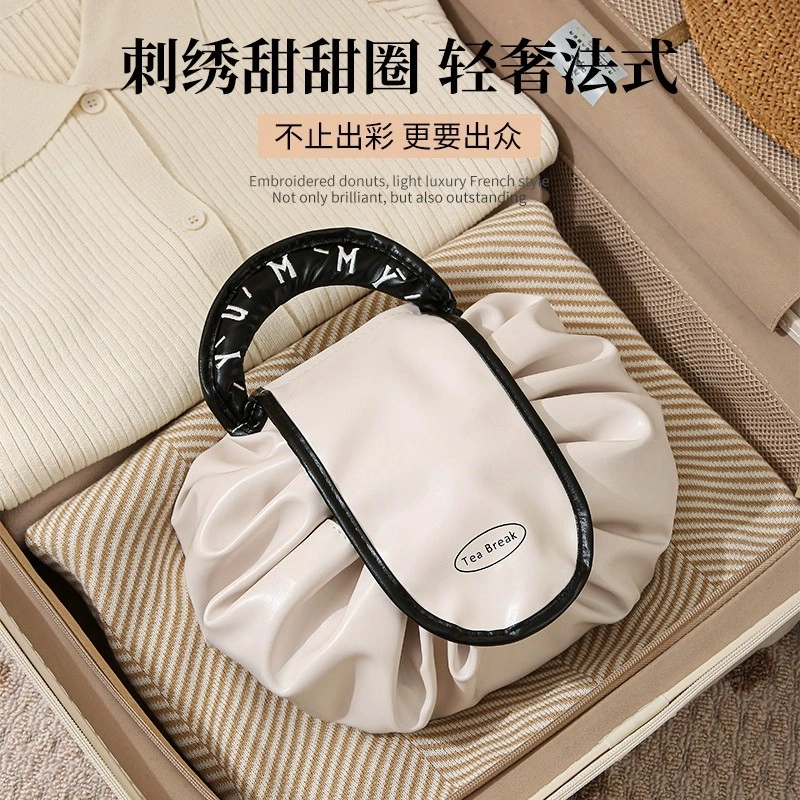 舒小奢懒人化妆包便携式大容量旅行出差抽绳一片式洗漱收纳包轻奢 防尘收纳便携